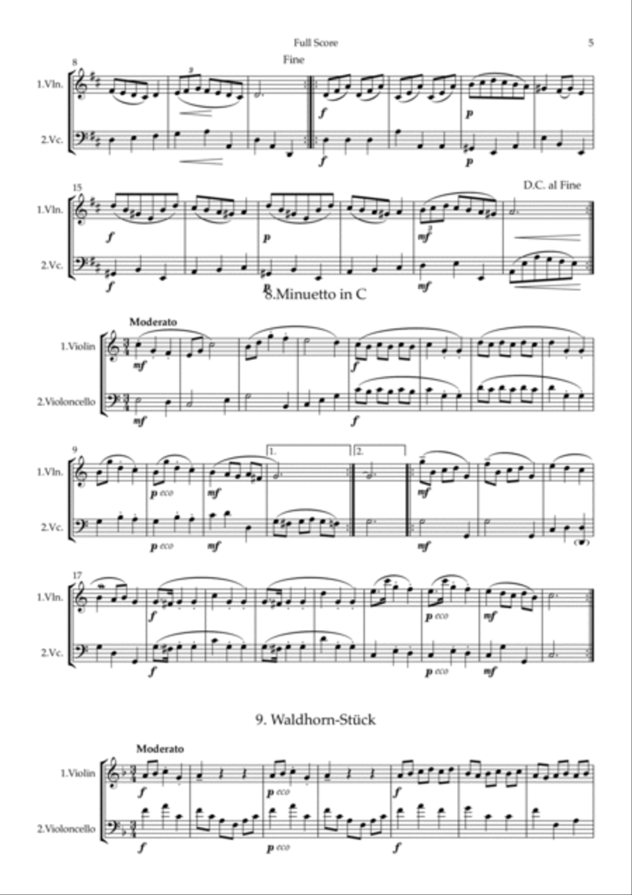 Mozart (Leopold): Notenbuch für Wolfgang (Notebook for Wolfgang) (Part 1, Nos.1 - 16) — string duet String Duet scores gallery preview page 5