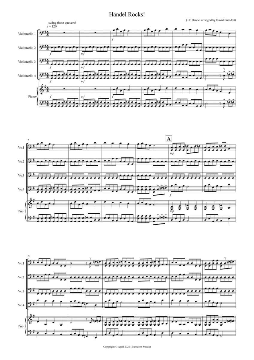 Handel Rocks! for Cello Quartet image number null