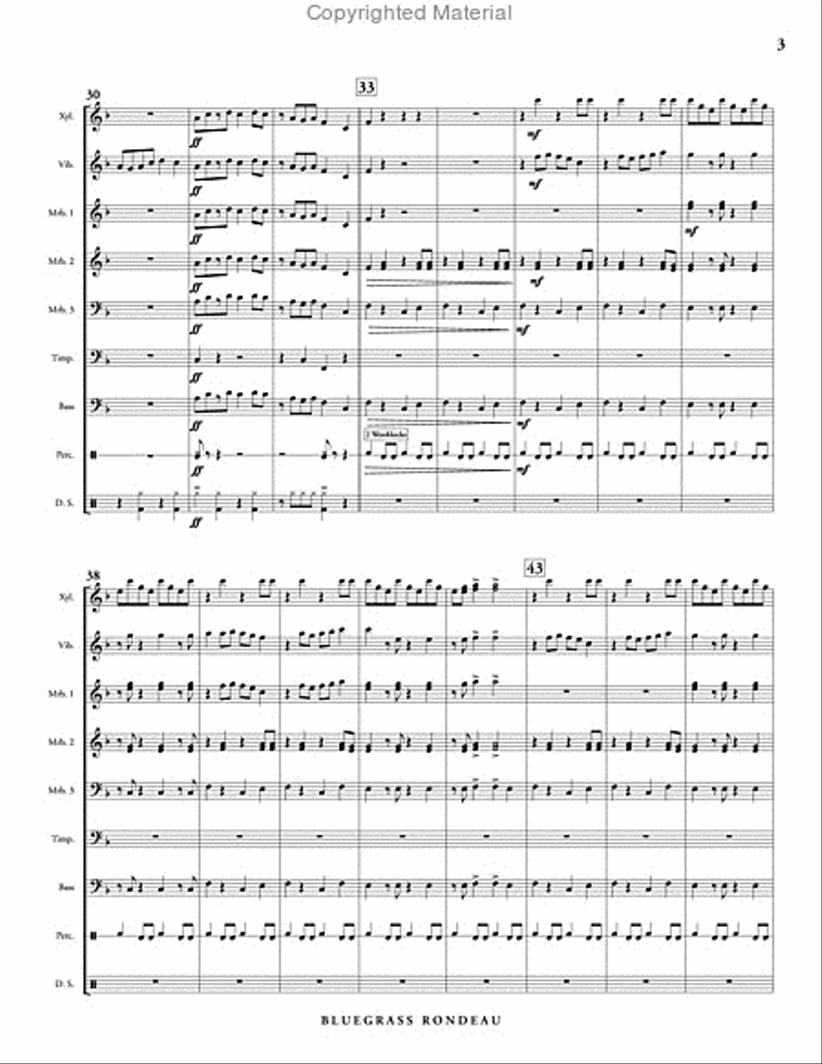 Bluegrass Rondeau (score & parts) Percussion Ensemble scores gallery preview page 4