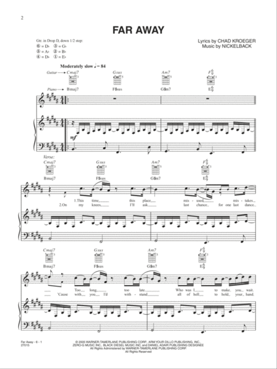 Far Away Far Away Piano, Vocal, Guitar scores gallery preview page 1