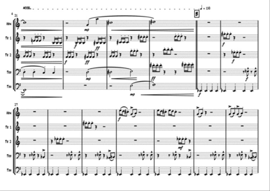 Accigliata come un temporale (Frowning like a storm) Brass Quintet scores gallery preview page 4