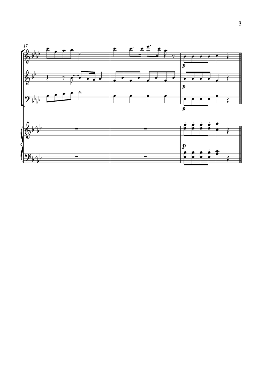 Piano Concerto No.24 Larghetto Small Ensemble scores gallery preview page 3