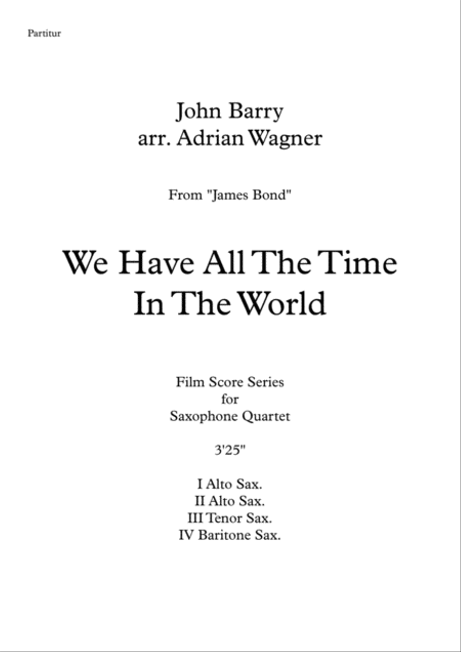 We Have All The Time In The World Saxophone Quartet scores gallery preview page 2
