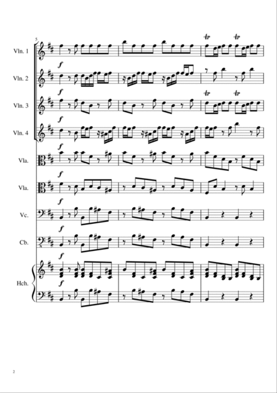 Vivaldi Concerto for 4 Violins and Cello in B minor, L'estro Armonico, Op. 3 No. 10 - RV580 I String Orchestra scores gallery preview page 2