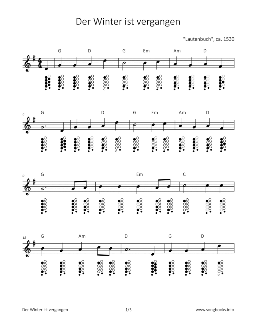 Der Winter ist vergangen ocarina scores gallery preview page 1