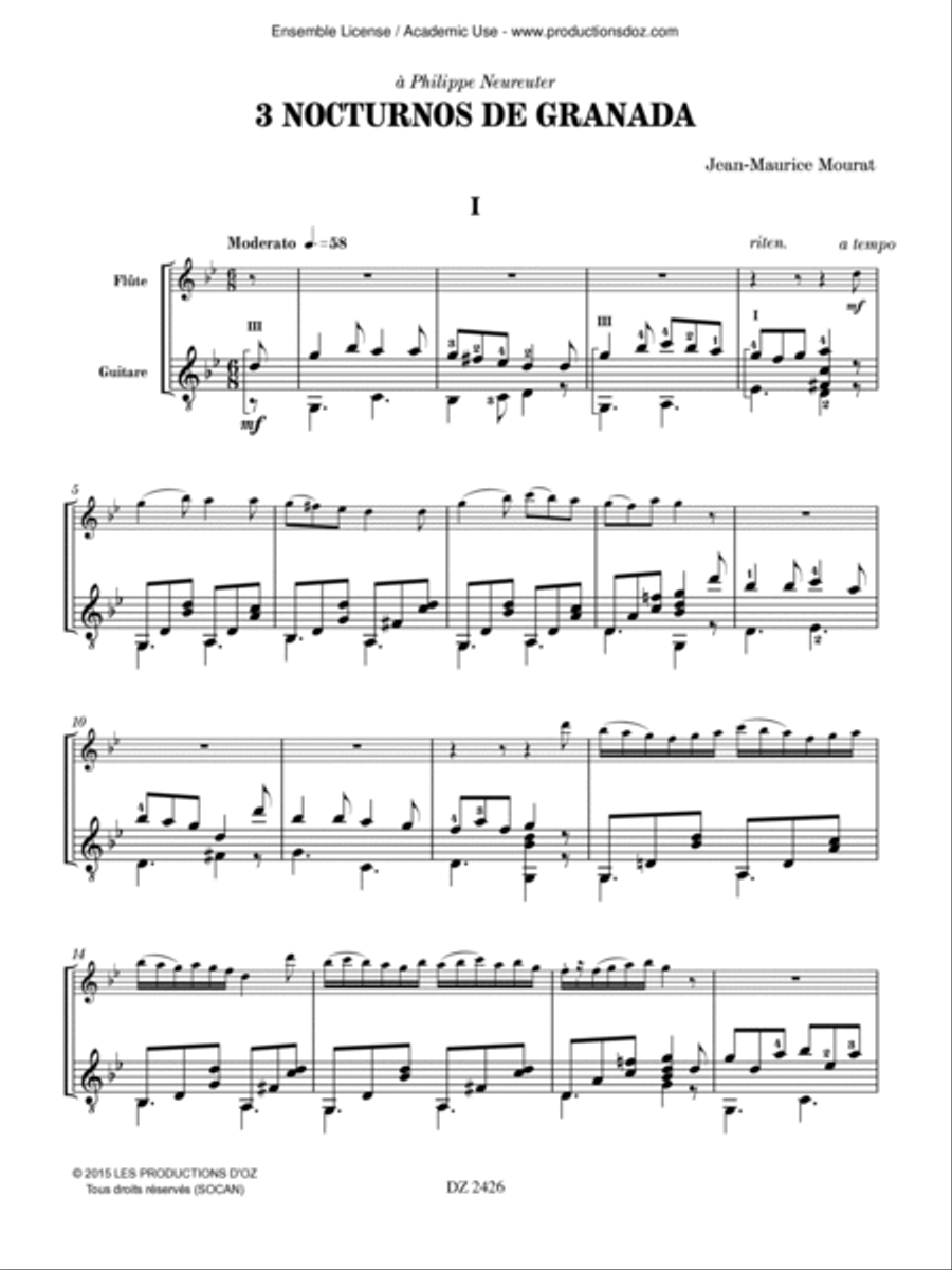 3 Nocturnos de Granada Flute scores gallery preview page 2