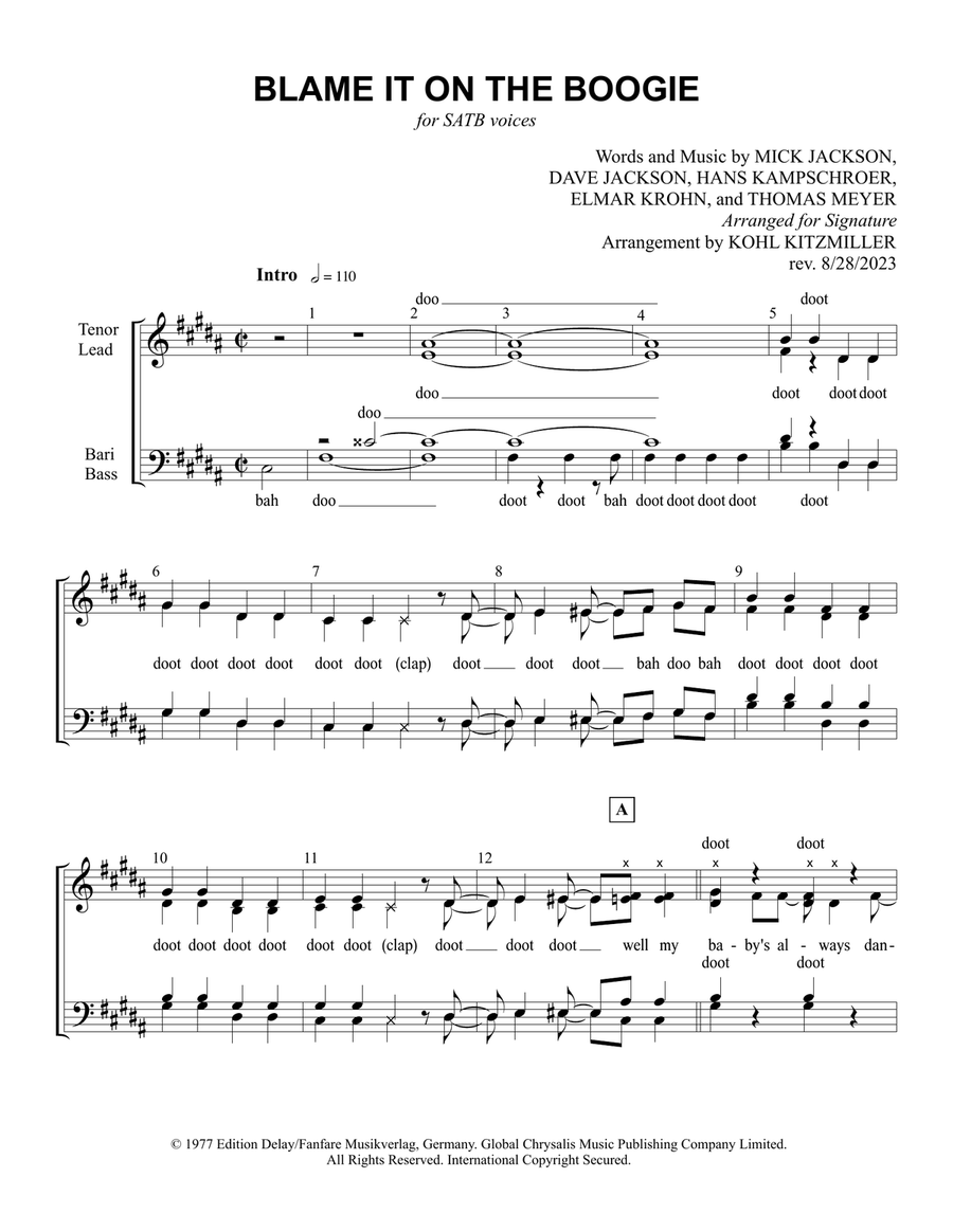 Blame It On The Boogie 4-Part scores gallery preview page 2