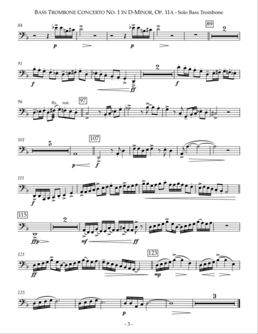 Bass Trombone Concerto No. 1 in D-Minor Bass Trombone scores gallery preview page 3