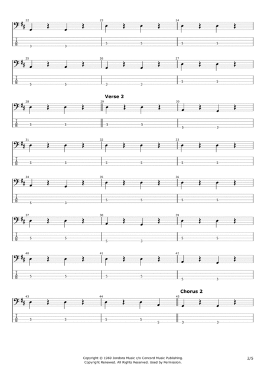 Bad Moon Rising Bass Guitar scores gallery preview page 2