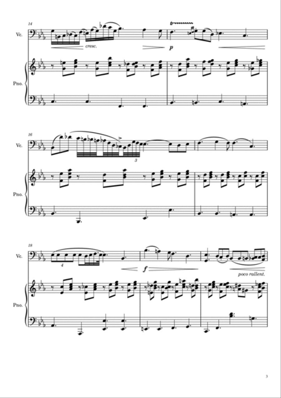 Chopin - Nocturne Op.9 No.2 - Cello and Piano Piano scores gallery preview page 3