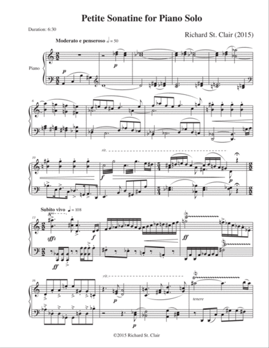 Petite Sonatine for Solo Piano (2015) Piano Solo scores gallery preview page 3