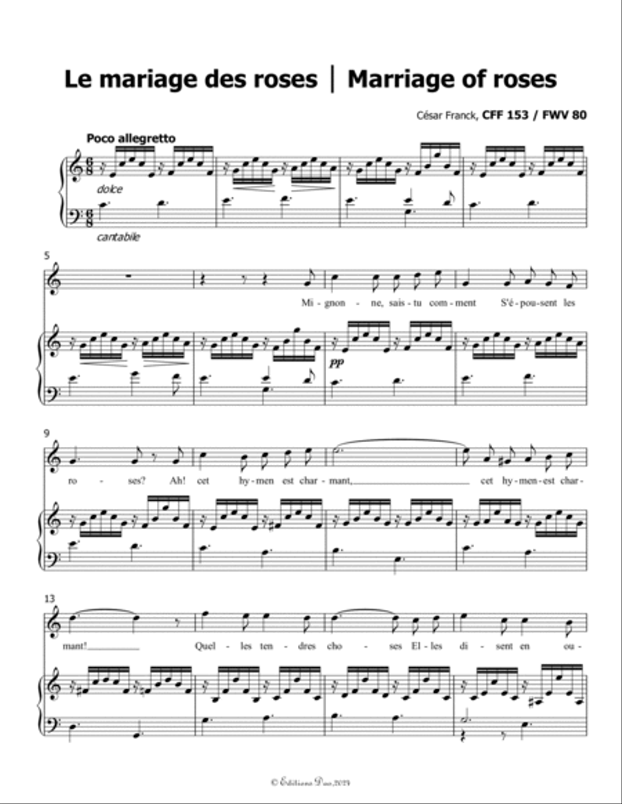 Le mariage des roses, by César Franck, in C Major Voice scores gallery preview page 3
