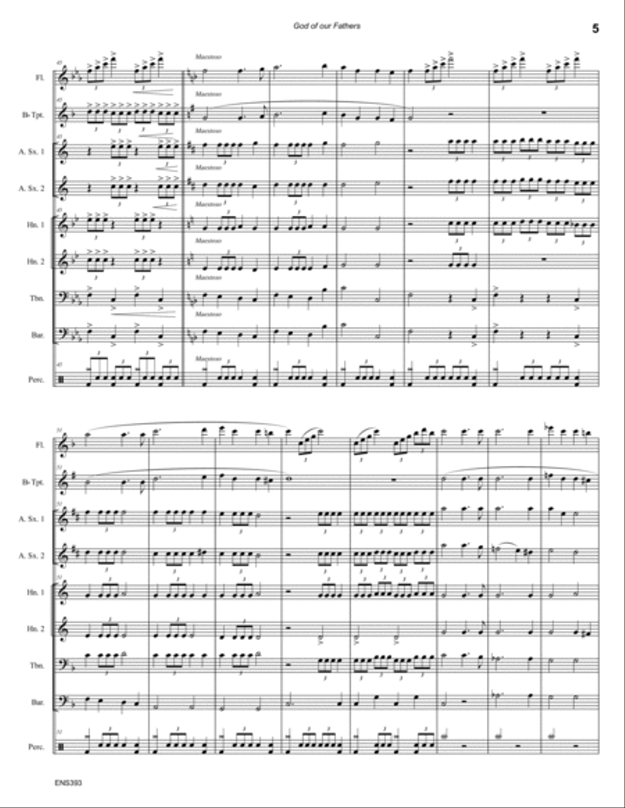 GOD OF OUR FATHERS - Mixed Ensemble or Small Band Concert Band scores gallery preview page 5
