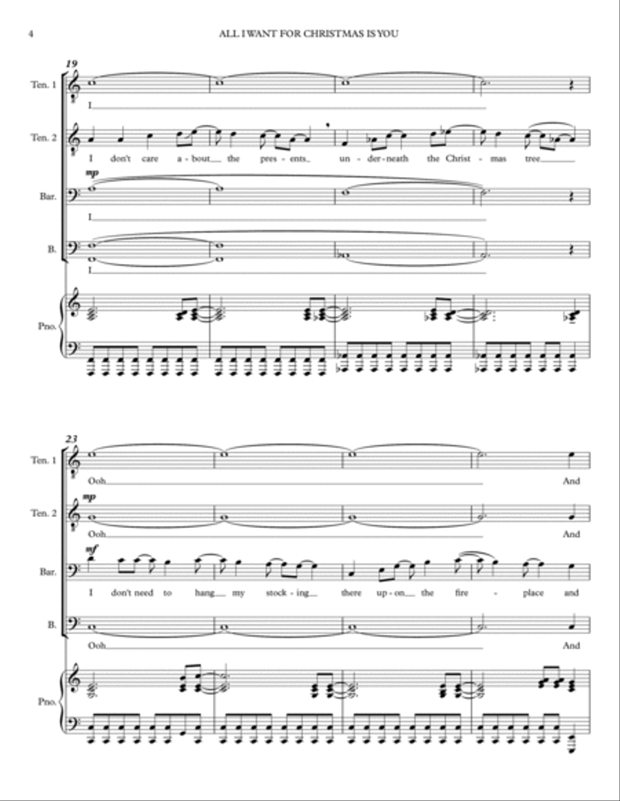 All I Want For Christmas Is You TTBB scores gallery preview page 4