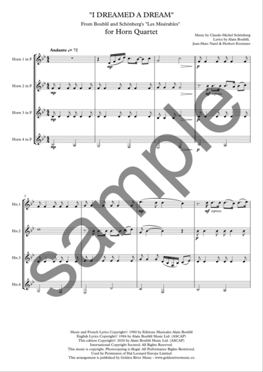 I dreamed a dream Horn scores gallery preview page 2