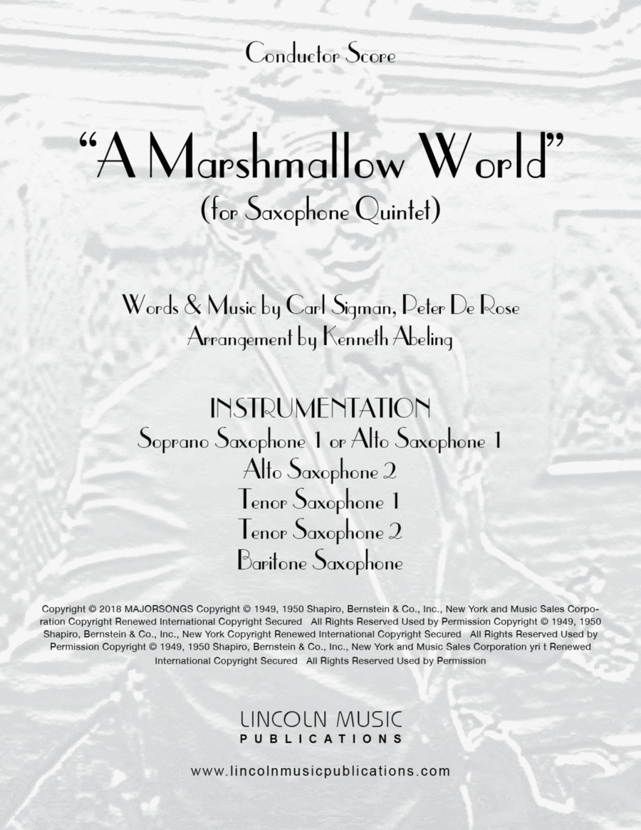 A Marshmallow World Saxophone Quintet scores gallery preview page 1