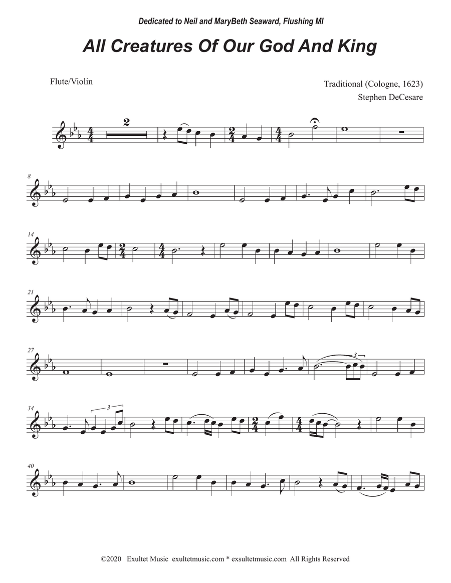 All Creatures Of Our God And King (Flute or Violin solo and Piano) All Creatures Of Our God And King (Flute or Violin solo and Piano) Flute scores gallery preview page 5