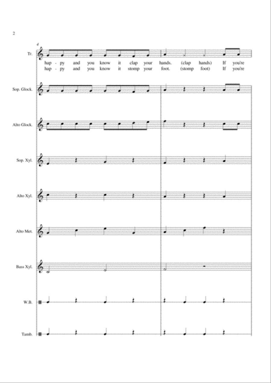 If You're Happy And You Know It - For Orff Ensemble Percussion Ensemble scores gallery preview page 2