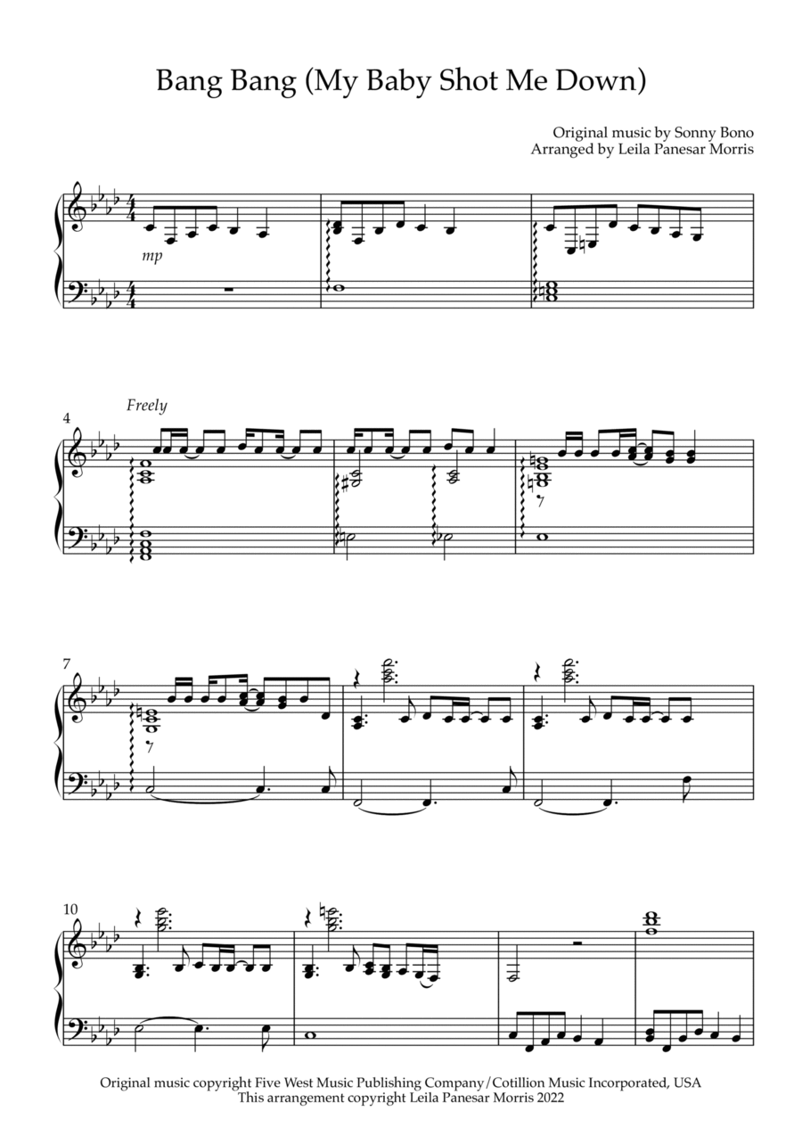 Bang Bang (my Baby Shot Me Down) Piano Solo scores gallery preview page 1