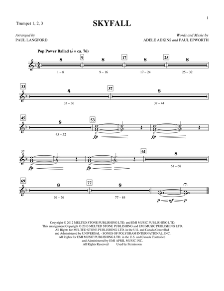 Skyfall (arr. Paul Langford) - Bb Trumpets 1,2,3