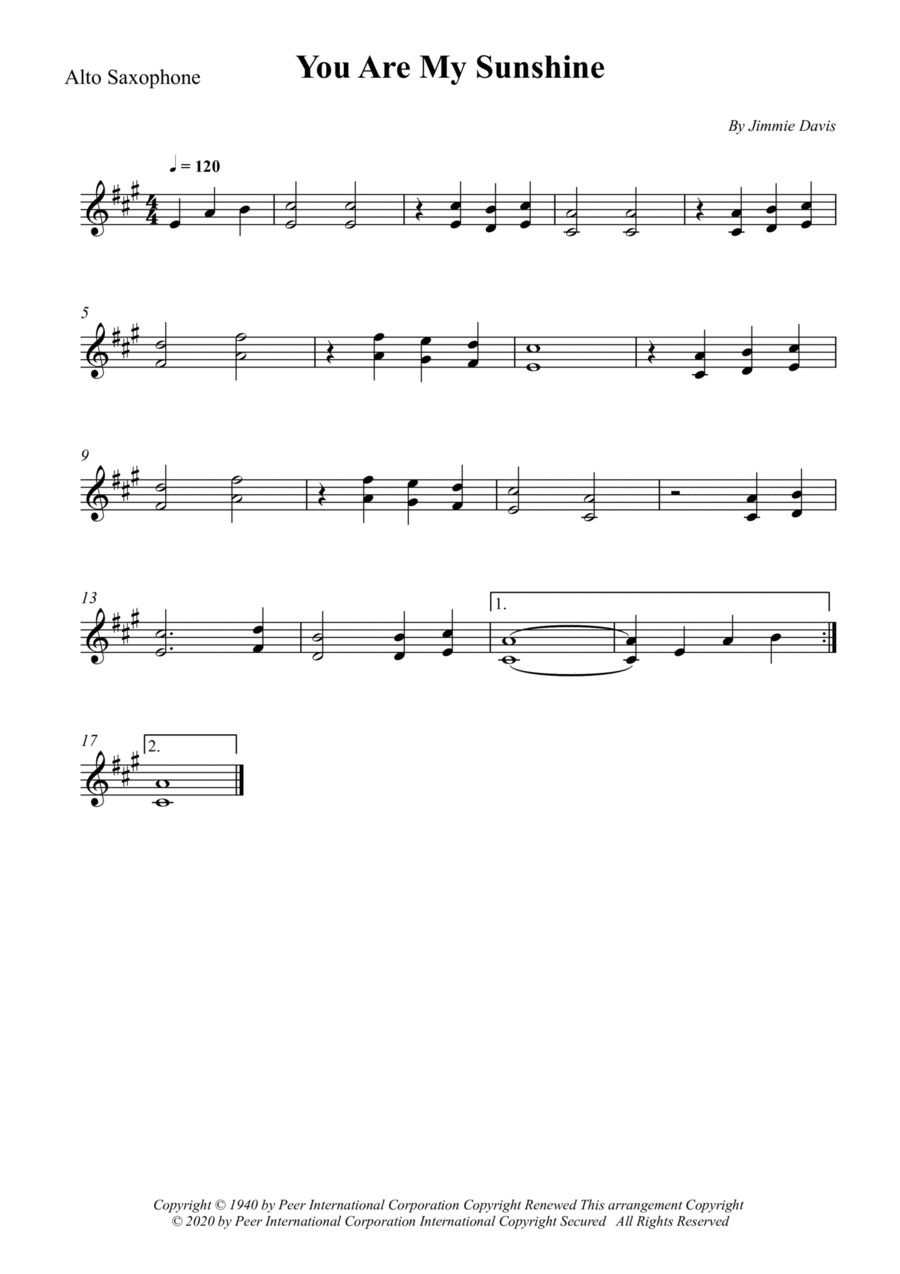 You Are My Sunshine Woodwind Duet scores gallery preview page 1