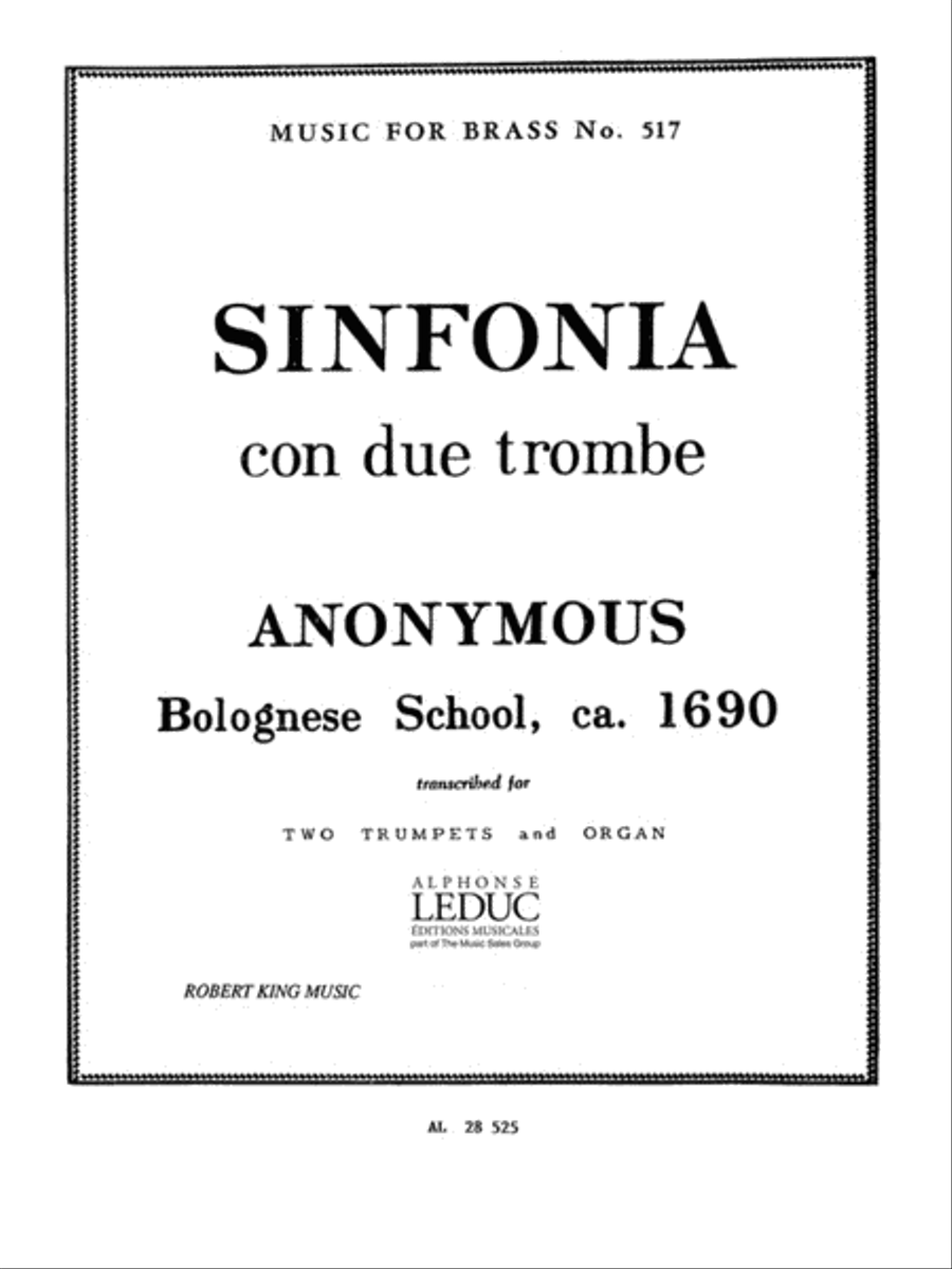 Sinfonia Con Due Trombe (trumpets 2 & Organ)
