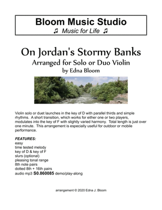On Jordan's Stormy Banks - violin solo or duo