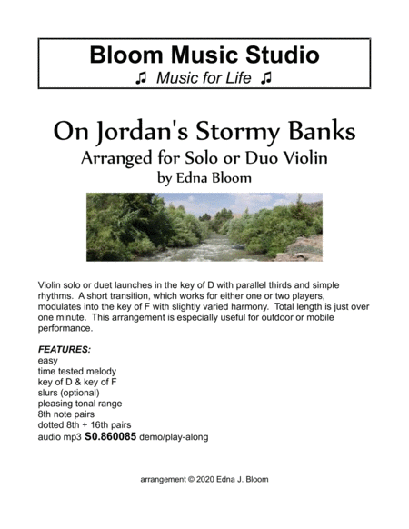 On Jordan's Stormy Banks - violin solo or duo image number null