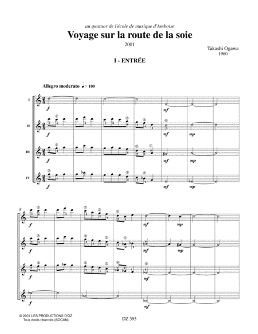 Voyage sur la route de la soie Guitar Ensemble scores gallery preview page 3