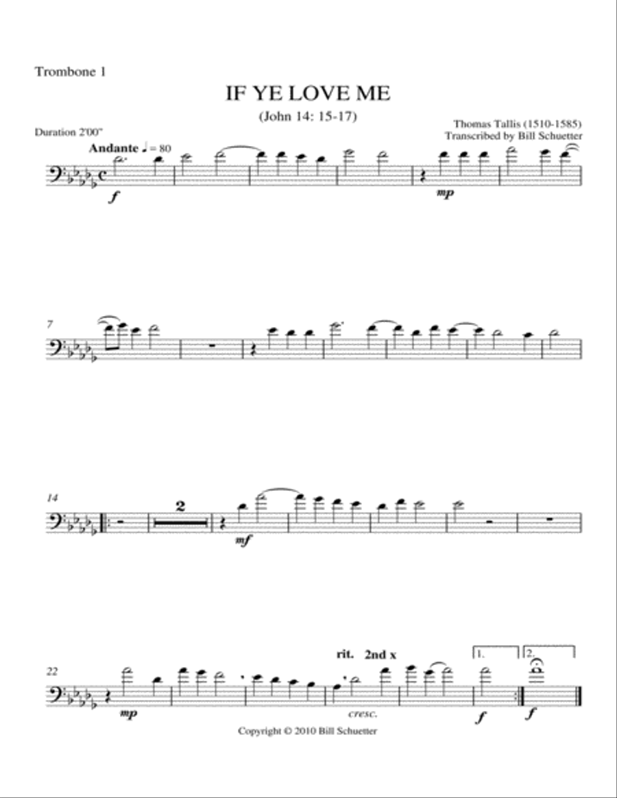 If Ye Love Me Trombone Quartet scores gallery preview page 2