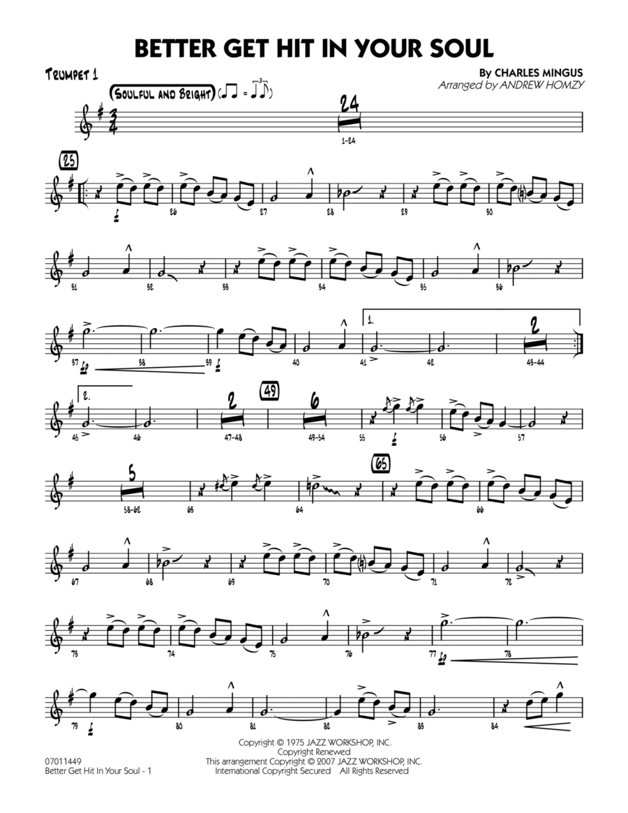 Better Get Hit In Your Soul - Trumpet 1 Trumpet scores gallery preview page 1