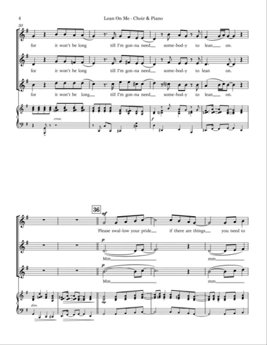 Lean On Me Lean On Me SSA scores gallery preview page 6