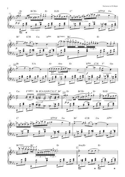Noctune in Eb Major Op.9 No.2 - Frederic Chopin (Piano score with Jazz Chords)
