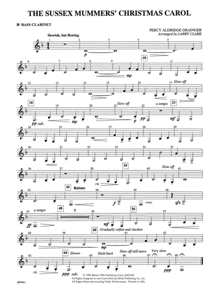 The Sussex Mummers' Christmas Carol: B-flat Bass Clarinet