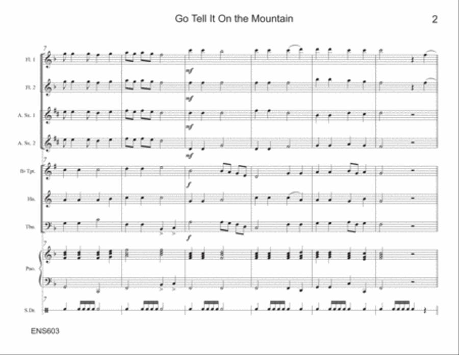 GO TELL IT ON THE MOUNTAIN - Instrumental Ensemble (flexible instrumentation) Large Ensemble scores gallery preview page 2