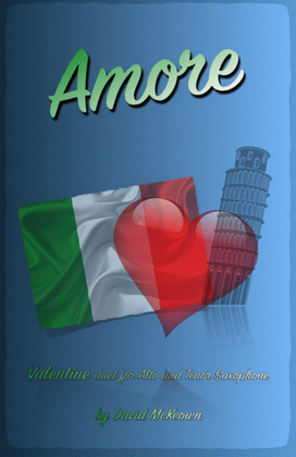 Book cover for Amore, (Italian for Love), Alto and Tenor Saxophone Duet