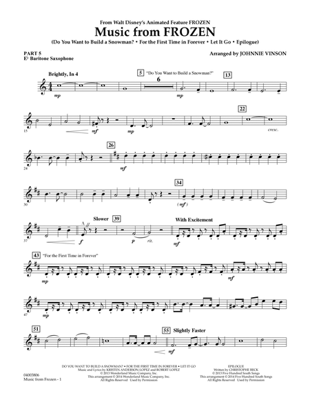 Music from "Frozen" - Pt.5 - Eb Baritone Saxophone