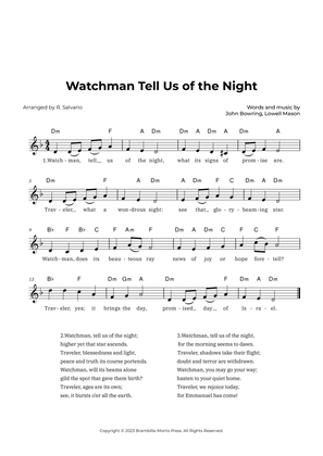 Watchman Tell Us of the Night (Key of D Minor)