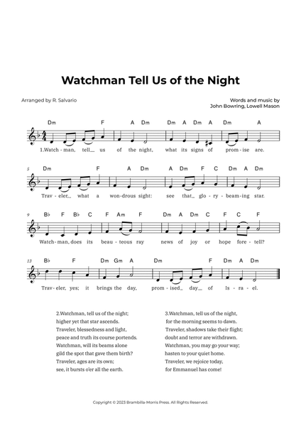 Watchman Tell Us of the Night (Key of D Minor) image number null