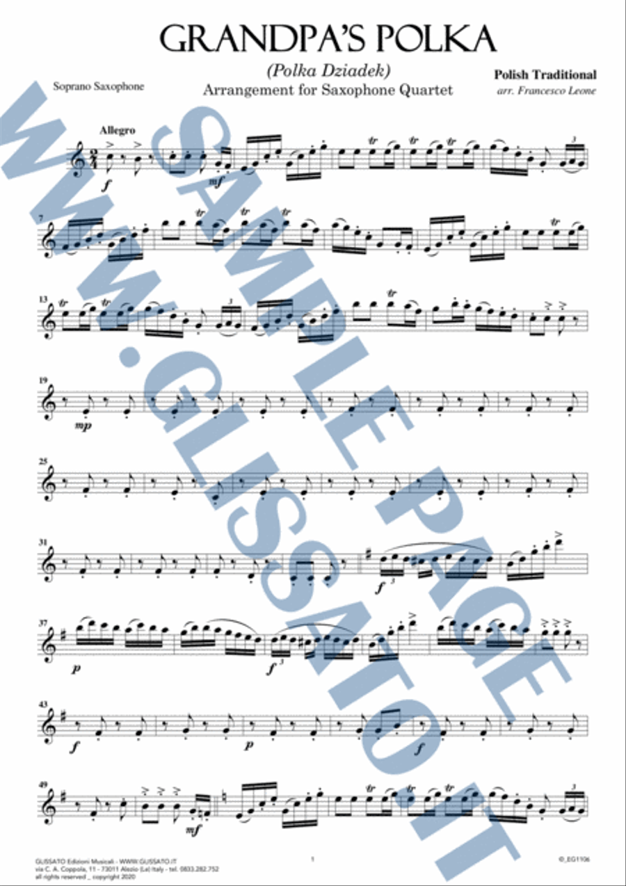 Saxophone Quartet: Grandpa's Polka (score & parts) image number null