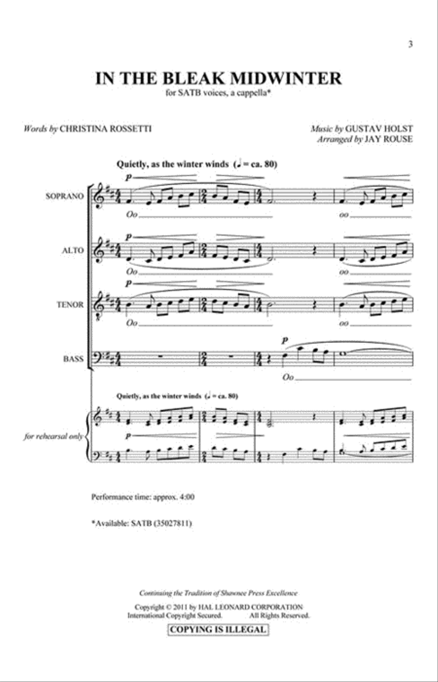 In the Bleak Midwinter 4-Part scores gallery preview page 2