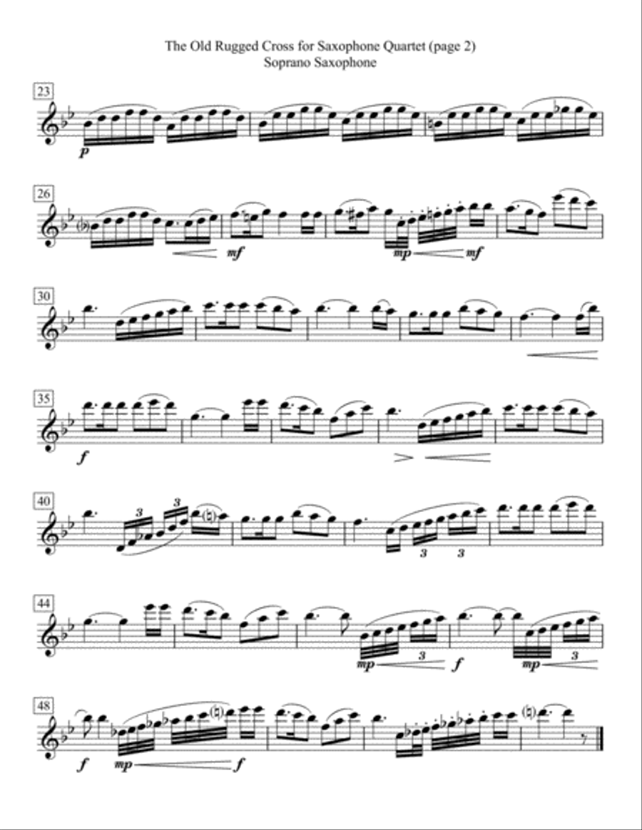 The Old Rugged Cross for Saxophone Quartet Saxophone Quartet scores gallery preview page 2