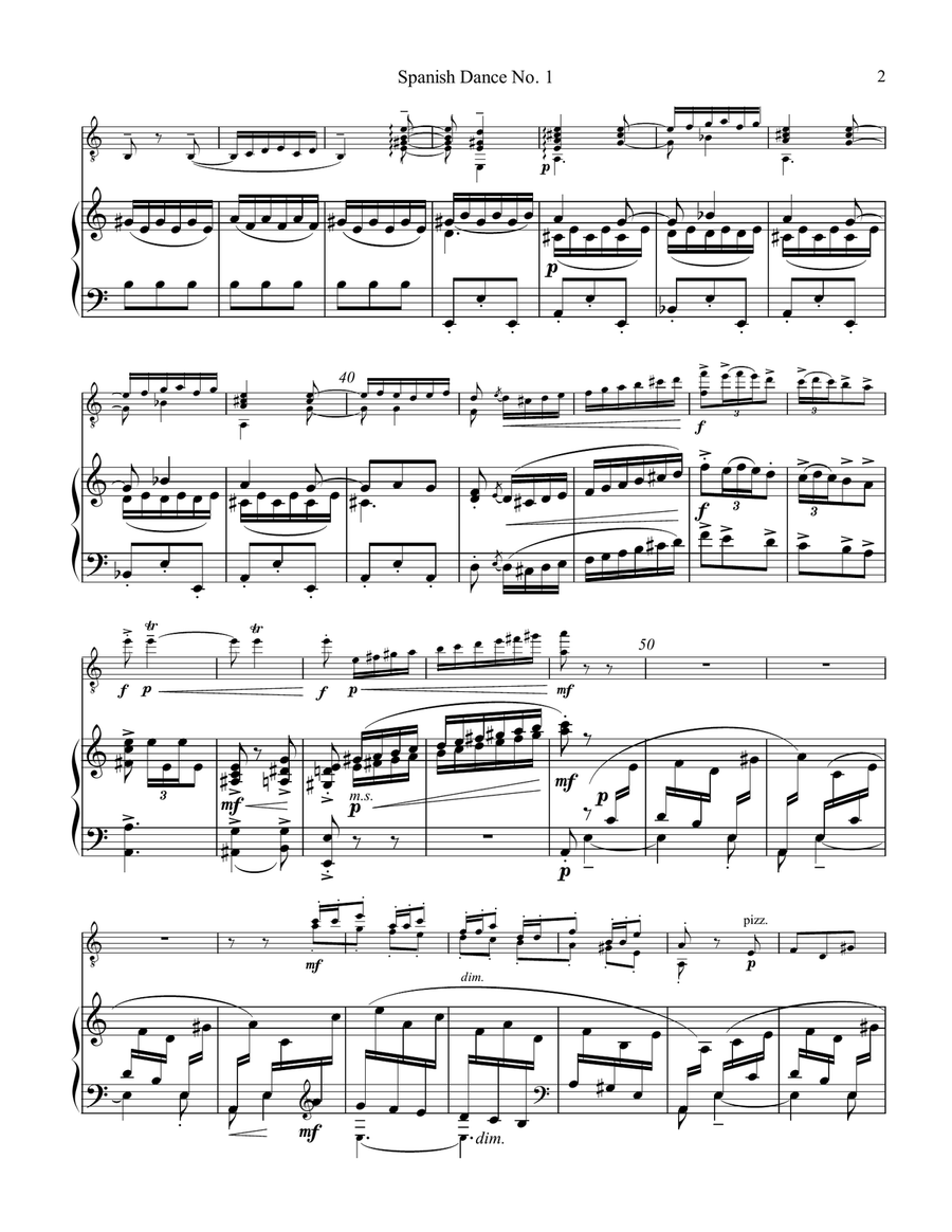 Spanish Dance No. 1, Danza from La vida breve for guitar and piano Acoustic Guitar scores gallery preview page 3