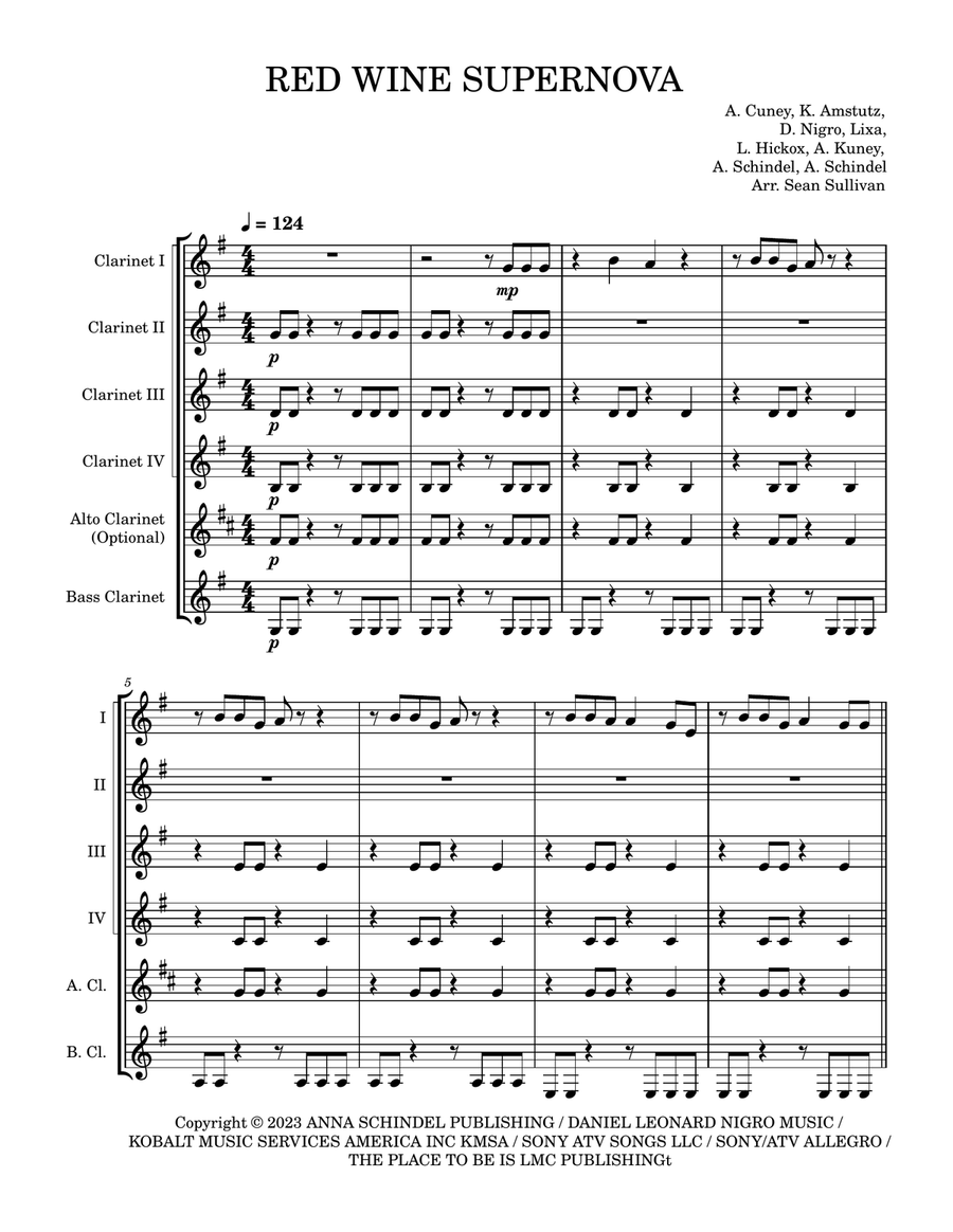 Red Wine Supernova Clarinet Quintet scores gallery preview page 2
