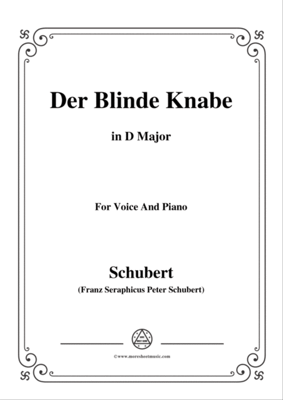 Schubert-Der Blinde Knabe,Op.101,in D Major,for Voice&Piano Voice scores gallery preview page 1