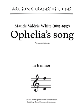 Book cover for WHITE: Ophelia's song (transposed to E minor)