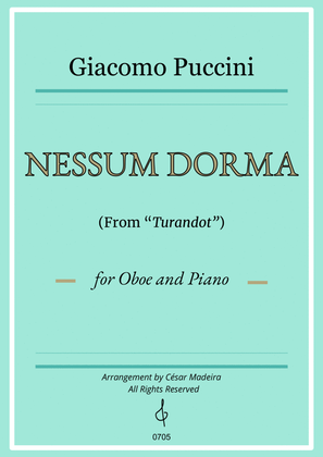 Book cover for Nessun Dorma by Puccini - Oboe and Piano (Individual Parts)