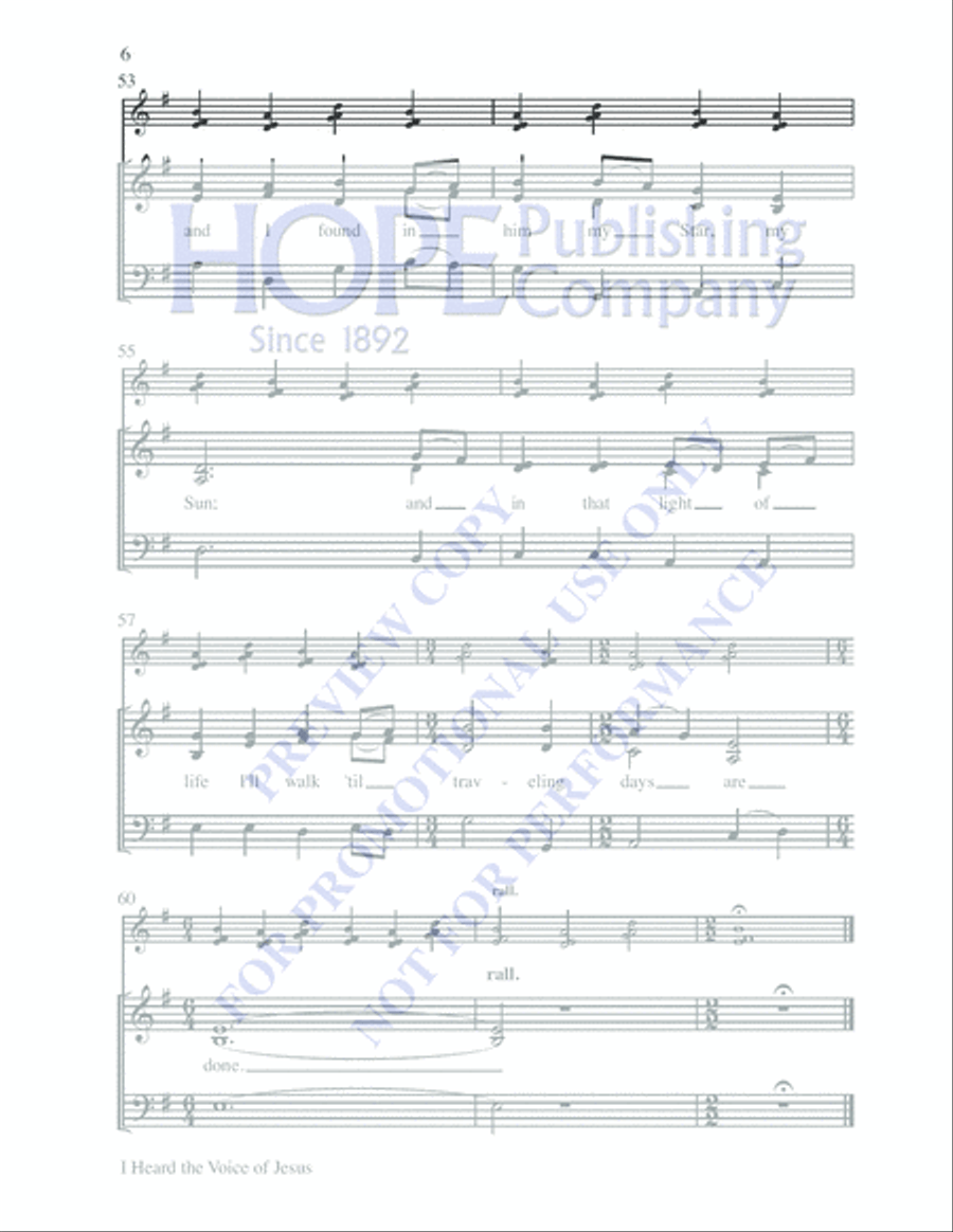I Heard the Voice of Jesus 3-Part scores gallery preview page 6