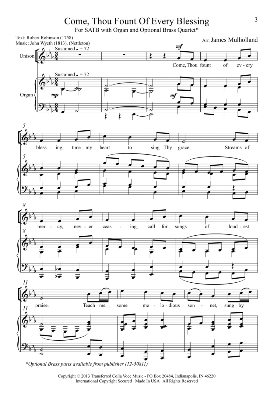Come Thou Fount Of Every Blessing 4-Part scores gallery preview page 1