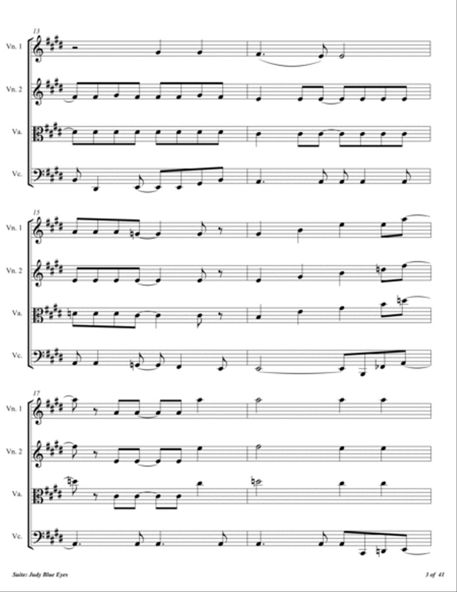 Suite: Judy Blue Eyes String Quartet scores gallery preview page 4
